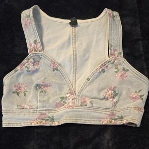 Floral and denim crop top